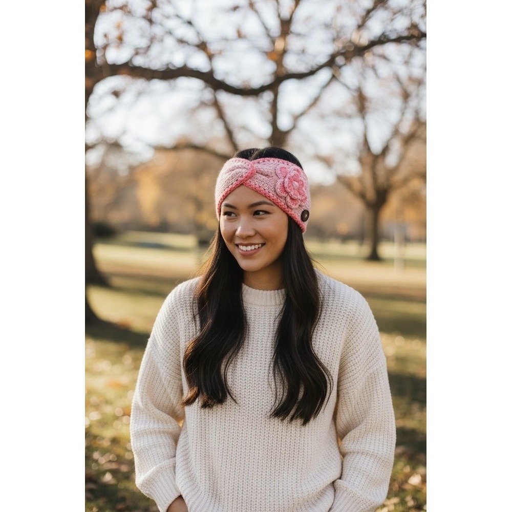 C.C Exclusives Headband Ear Warmer Pink Boho Handmade Crochet Flower lot of 12